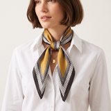 Vegan Silk Foulard - Mustard and Black Alcazar