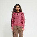 Ihsage Pullover - Fruit Dove With Zinfandel Stripe