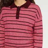 Ihsage Pullover - Fruit Dove With Zinfandel Stripe