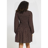 Ihforana Casual Dress - Coffee Bean/Birch Dot