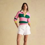 Cable Rugby Top - Pink/Green