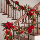 Red & Gold Poinsettia Garland