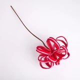 Red & Pink Ribbon Fold Flower Stem