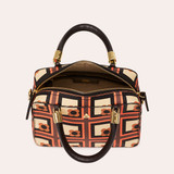 Mini Block Handbag - Retro Flower Check Orange 
