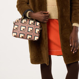 Mini Block Handbag - Retro Flower Check Orange 
