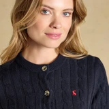 Cable Knit Button Up Cardigan - Navy