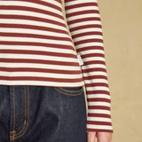 Sophie Ribbed Fitted T-Shirt - Russet Striped