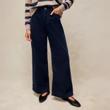 Ayla Wide Leg Cord Trousers - Dark Navy