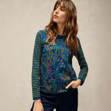 Clara Long Sleeve Tee - Teal Print