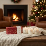 Christmas Trio Candle Gift Set - French Linen, Lemongrass & Ginger, White Pomegranate
