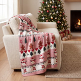 Knitted Christmas Throw - Gingerbread & Snowman