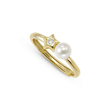 Pearls Loop Gold Star Ring