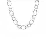 Wear&Style Stainless Steel Long Hammered Link Necklace