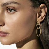 Wear&Style Stainless Steel Hammered Chain Drop Earrings