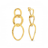 Wear&Style Gold Plated Hammered Chain Drop Earrings