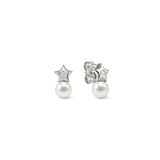 Pearls Loop Sterling Silver Star Earrings