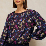 Lyra Bubble Hem Top - Pink Multi