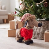Christmas Dog in Jumper & Stripe Hat