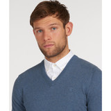 Barbour Men's Pima Cotton V-Neck Sweater Dark Chambray_10003
