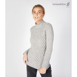IrelandsEye Light Grey Trellis Aran Sweater_10001
