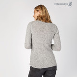 IrelandsEye Ladies Horseshoe Cable V Neck Jumper Grey_10002