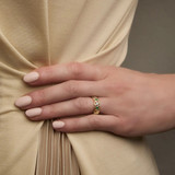 14K Gold Diamond & Emerald Trinity Knot Ring