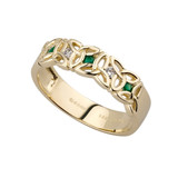 Solvar 14K Gold Diamond & Emerald Trinity Knot Ring_10001 Solvar 14K Gold Diamond & Emerald Trinity Knot Ring_10001