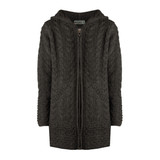 West End Knitwear Galway Hooded Aran Cardigan Charcoal_10002