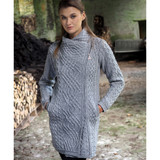 West End Knitwear Liffey Side Zip Aran Cardigan Grey_10001