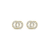 Interlocking Stone-Set Stud Earrings Gold