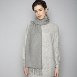 Foxford White & Oxford Grey Birdseye Lambswool Scarf_10001