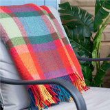 Wool Cashmere Bright Yellow, Pink & Green Check Throw