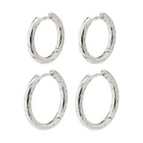 Pilgrim Love Hoop Earrings 2 in 1 Set Silver Plated_10001
