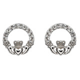 Shanore Silver Claddagh Earrings With Crystals_10001