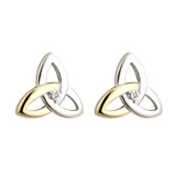 Solvar 10K Gold & Diamond Silver Trinity Knot Stud Earrings_10001