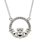 Shanore Silver Claddagh Pendant With Crystals_10001