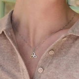 10K Gold & Diamond Silver Trinity Knot Pendant