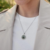 Sterling Silver Connemara Marble Round Celtic Pendant
