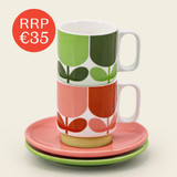 Orla Kiely Block Flower Stacking Espresso Cup & Saucer Set of 2