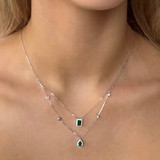 Absolute Silver Double Layer Necklace Emerald_10001