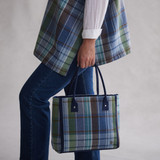 Bridget Tweed Tote Bag Green/Navy Check_10004