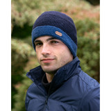 Erin Knitwear Men's Crochet Beanie With Turn Up Blue_10001