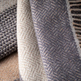 Merino Cashmere Grey Stone Beige Stripe Throw