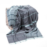 John Hanly Merino Lambswool Grey & Duck Egg Check Throw_10001