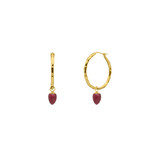 Juvi Large Relic Hoop Gold Droplet Charm In Ruby_10001