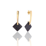 Scribble & Stone 14kt Gold Fill Marble Square Drops - Black _10001