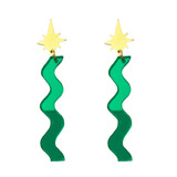 Shock of Grey Shooting Star Earrings in Emerald Green Mirrored Acrylic_10002