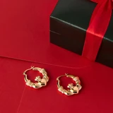 14K Gold Claddagh Creole Earrings