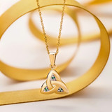 14K Gold Emerald Trinity Knot Pendant