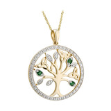 Solvar 14K Gold Diamond & Emerald Tree Of Life Pendant_10001